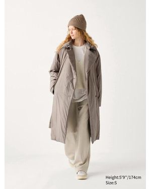 Uniqlo Abrigo Plumas Largo Cinturón - Neutro
