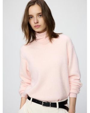 Uniqlo Fluffy 100% Cashmere Relaxed V Neck Jumper - Natural