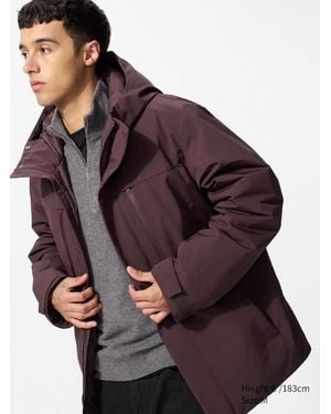 Uniqlo Piumino Piume Ibride Riciclate Con Cappuccio - Viola