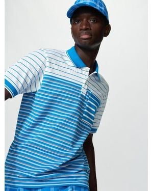 Uniqlo Dry Piqué Slim Fit Polo Shirt (Striped) - Blue