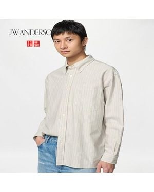 Uniqlo Oversized Oxford Shirt (Striped) - White