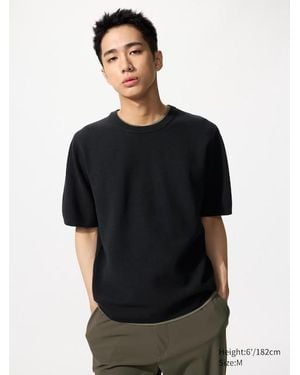 Uniqlo T-Shirt Maglia Strutturata A Coste - Nero