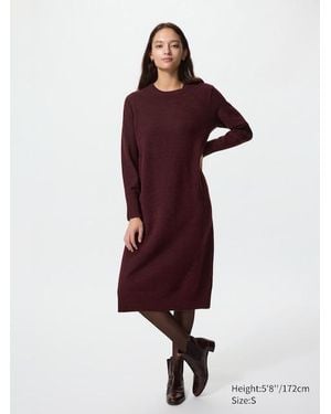 Uniqlo Soufflé Yarn Strickkleid - Rot