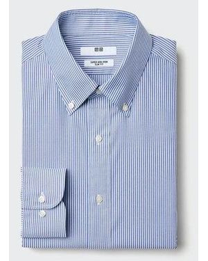 Uniqlo Super Non-Iron Slim Fit Shirt (Button-Down Collar, Stripe) - Blue