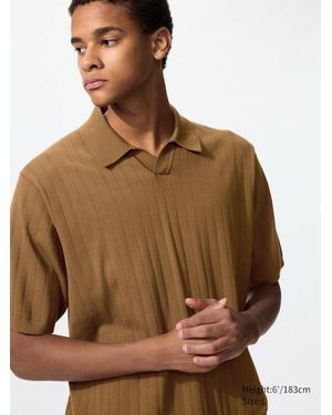 Uniqlo Maglione A Coste Con Colletto Maniche Corte - Marrone