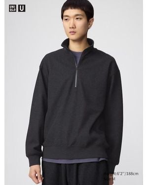 Uniqlo Sudadera Cepillada Media Cremallera - Gris