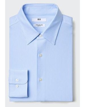 Uniqlo Super Non-Iron Stretch Slim Fit Shirt (Regular Collar, Stripe) - Blue
