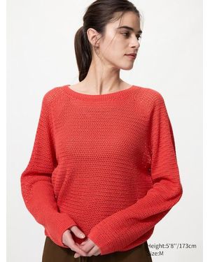 Uniqlo 3D Knit Seamless Mesh Crew Neck Jumper - Red