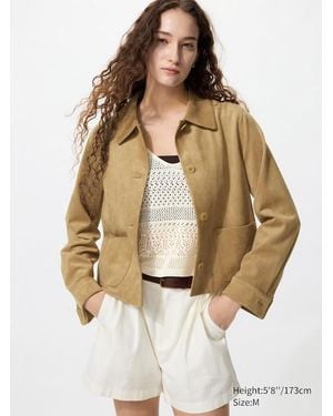Uniqlo Suede Effect Short Jacket - Natural