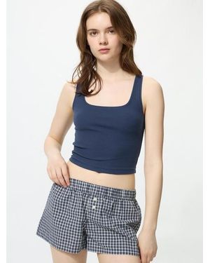 Uniqlo Cropped Square Neck Sleeveless Top - Blue