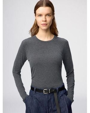 Uniqlo Heattech Extra Warm Cashmere Blend Crew Neck T-Shirt (Long Sleeve) - Grey