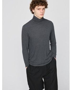 Uniqlo Heattech Extra Warm Cashmere Blend Turtleneck T-Shirt (Long Sleeve) - Grey