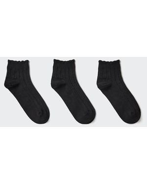 Uniqlo Calcetines Tobilleros (3 Pares) - Blanco