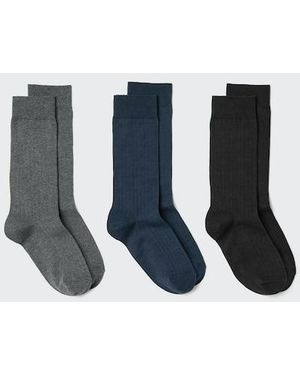 Uniqlo Socks (Ribbed, 3 Pairs) - Blue