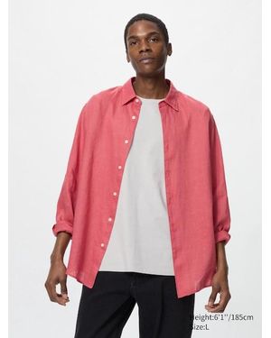 Uniqlo 100% Premium Linen Shirt - Red