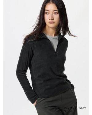 Uniqlo Heattech Camiseta Elástica Polar Media Cremallera - Negro