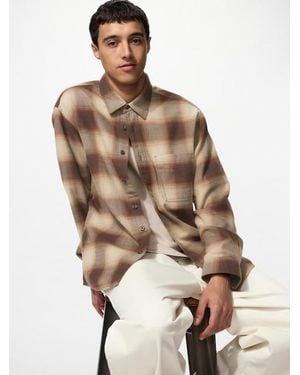 Uniqlo Flannel Shirt (Regular Collar, Check) - Brown