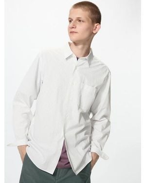 Uniqlo Broadcloth Regular Fit Shirt (Regular Collar, Striped) - White