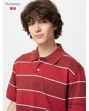 Uniqlo Polo Dry Piqué A Righe - Rosso