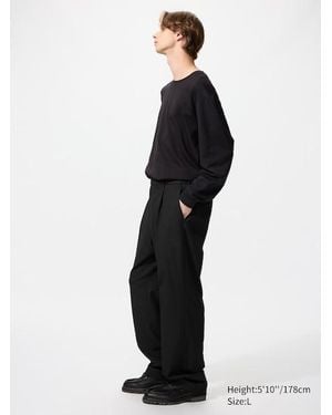 Uniqlo Pleated Wide Trousers (Long) - Black