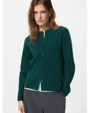 Uniqlo Mini Cable Knit V Neck Cardigan - Green