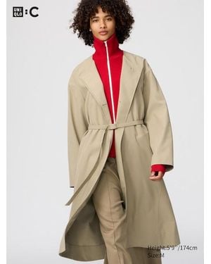 Uniqlo Collarless Long Coat (Relaxed) - Natural