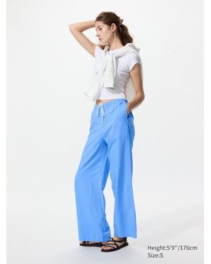 Uniqlo Linen Blend Easy Trousers (Longer) - Blue