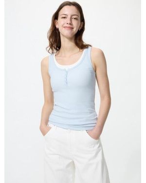 Uniqlo Henley Neck Sleeveless Top - White