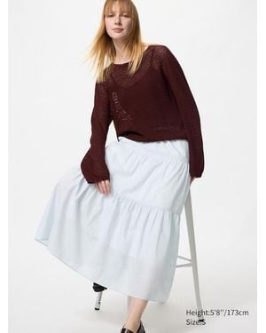 Uniqlo Tiered Maxi Skirt (Striped) - White