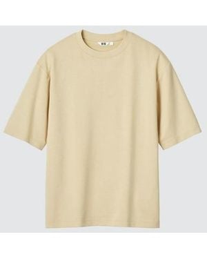 Uniqlo Airism Cotton Oversized Crew Neck T-Shirt - Natural