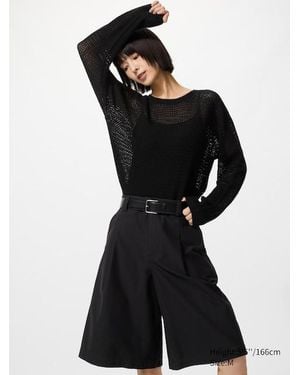 Uniqlo 3D Knit Seamless Mesh Crew Neck Jumper - Black