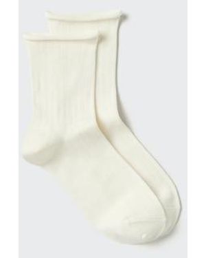 Uniqlo Heattech Socks (Ribbed Cuff Roll) - White