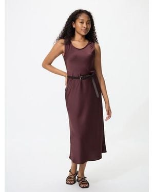 Uniqlo Vestido Satinado Sin Mangas - Rojo