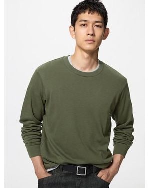Uniqlo Soft Brushed Crew Neck T-Shirt (Long Sleeve) - Green
