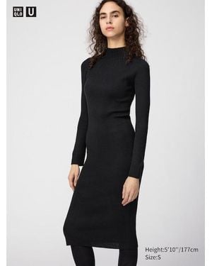 Uniqlo 3D Knit Merinowollmix Kleid (Nahtlos) - Schwarz