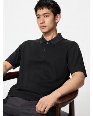 Uniqlo Airism Cotton Piqué Polo Shirt - Black