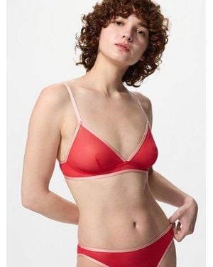 Uniqlo Sujetador Sin Aros Malla Color Block - Rojo