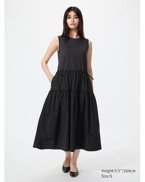 Uniqlo Vestito A Balze Senza Maniche - Nero