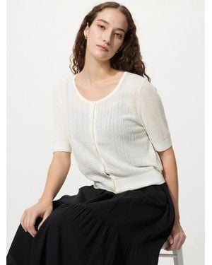 Uniqlo Sheer Lace Crew Neck Cardigan (Short Sleeve) - White