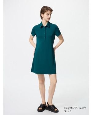 Uniqlo Vestito Corto Jersey Con Colletto - Blu