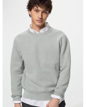 Uniqlo Washable Milano Ribbed Crew Neck Jumper - Grey
