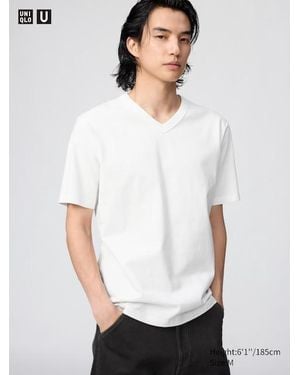 Uniqlo T-Shirt Scollo A V - Bianco