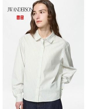 Uniqlo Cotton Volume Sleeve Shirt (Striped) - White