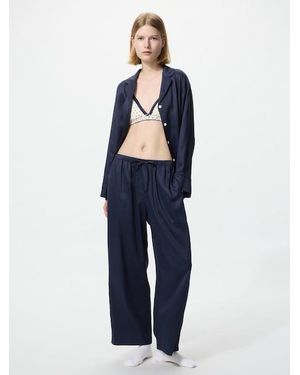 Uniqlo Satin Pyjamas (Long Sleeve) - Blue