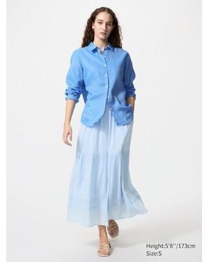 Uniqlo Tiered Maxi Skirt - Blue