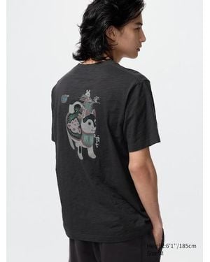 Uniqlo Ukiyo-E Animals Ut Camiseta - Negro
