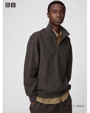 Uniqlo Sudadera Cepillada Media Cremallera - Gris