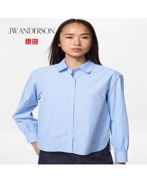 Uniqlo Cotton Volume Sleeve Shirt (Striped) - Blue