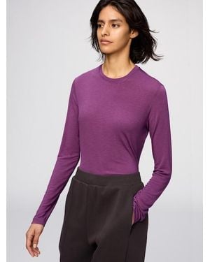 Uniqlo Heattech Extra Warm Cashmere Blend Crew Neck T-Shirt (Long Sleeve) - Purple
