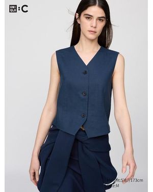 Uniqlo 100% Premium Linen Vest - Blue